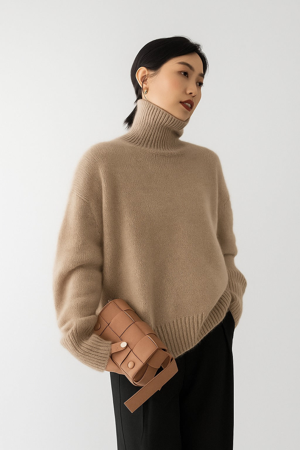 Maglione collo alto - Cachi Cachi