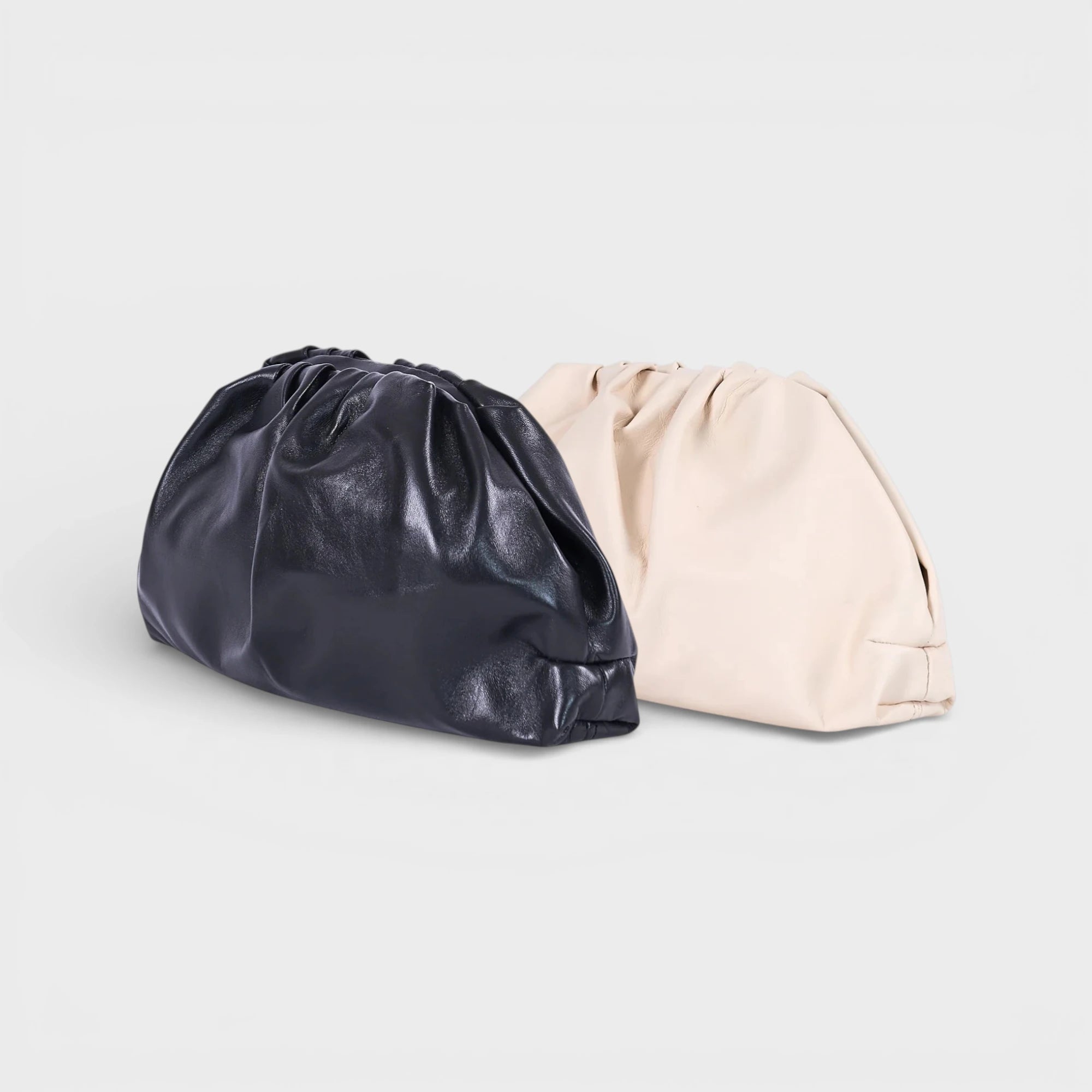 Borsa a mano in vera pelle Aria colori nero beige