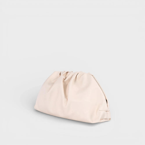 Borsa a mano in vera pelle Aria beige lato