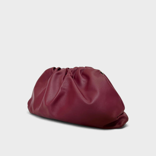 Borsa a mano in vera pelle Aria colore burgundy lato