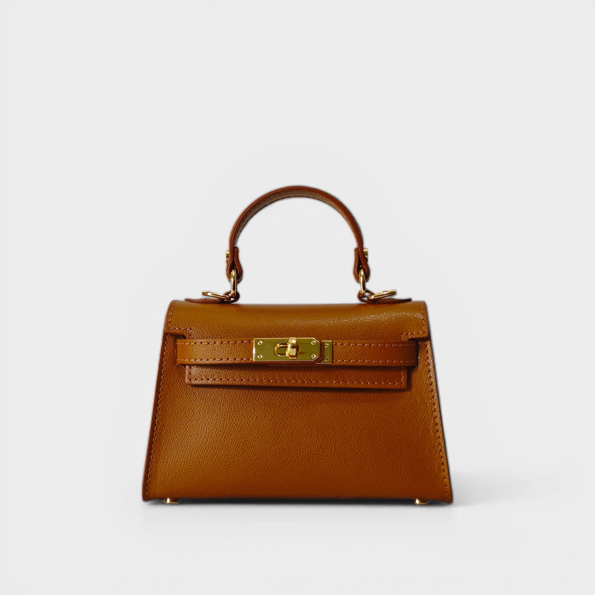 Borsa a mano in vera pelle Clara cognac