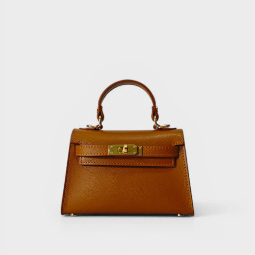 Borsa a mano in vera pelle Clara cognac