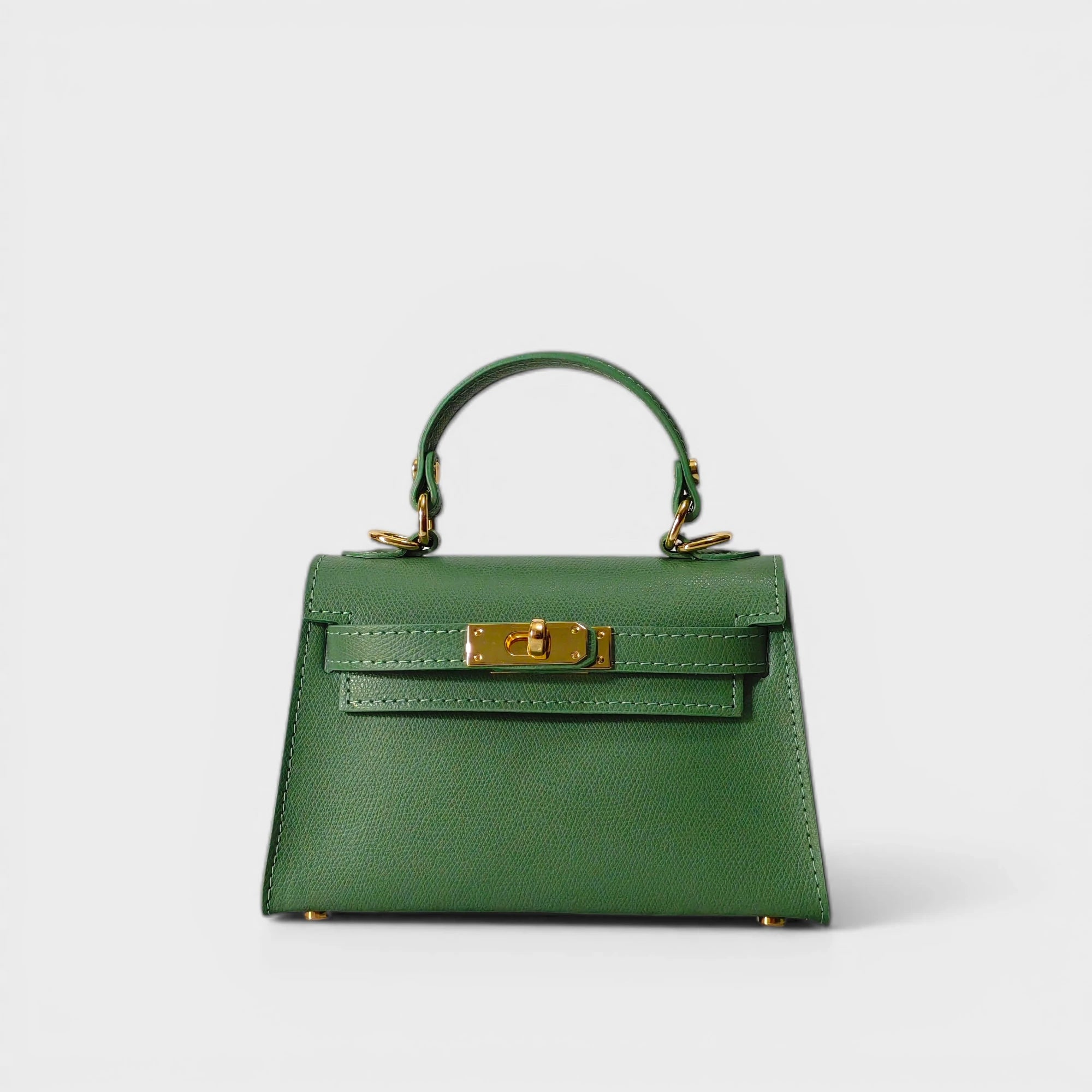 Borsa a mano in vera pelle Clara verde salvia