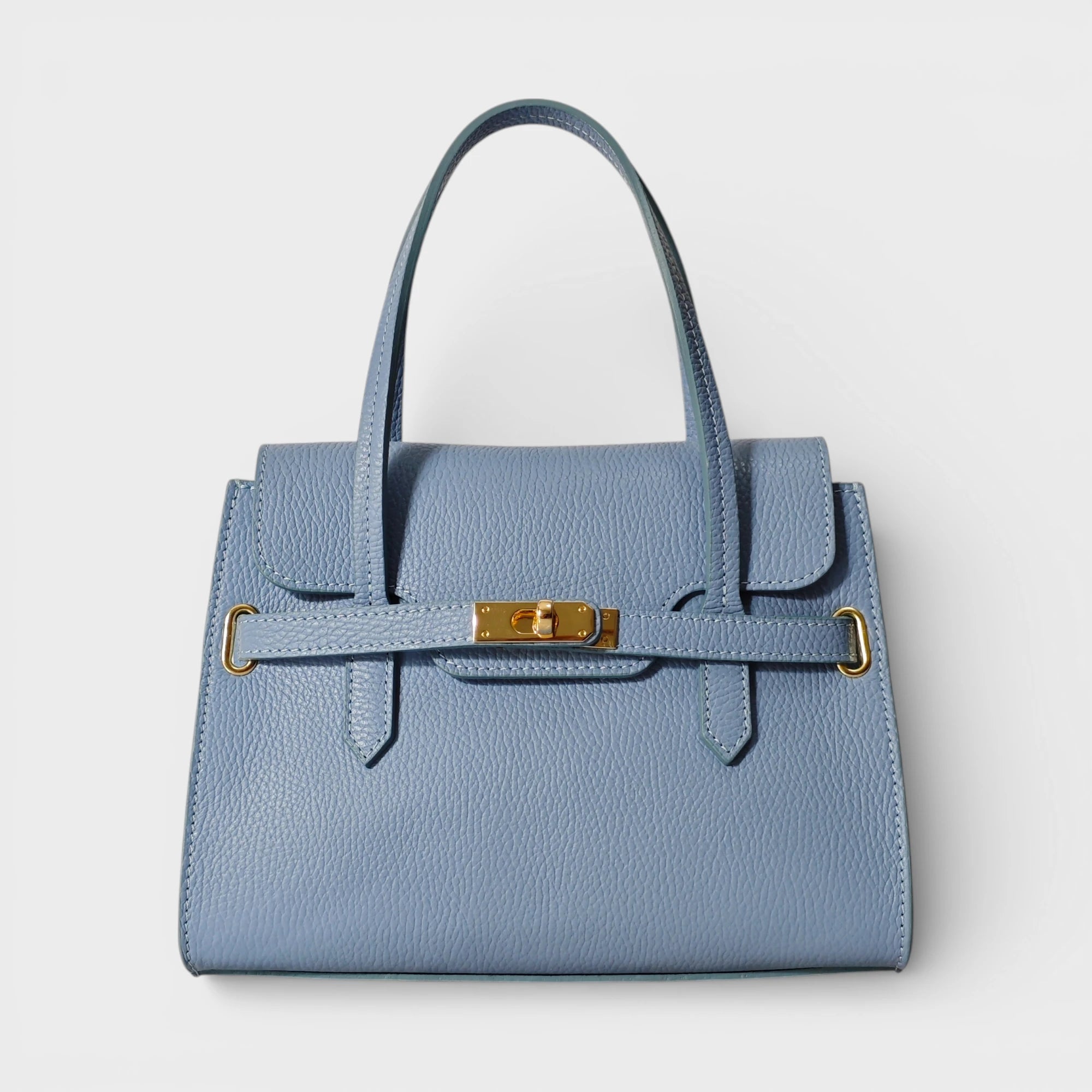 Borsa a mano in vera pelle Diana colore azzurro polvere
