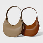 Borsa a spalla in vera pelle Luna colori taupe cuoio