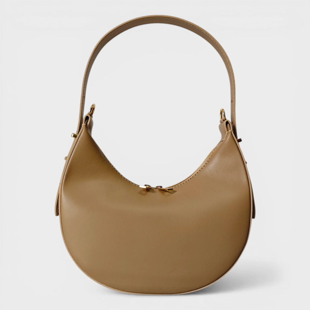 Borsa a spalla in vera pelle Luna taupe