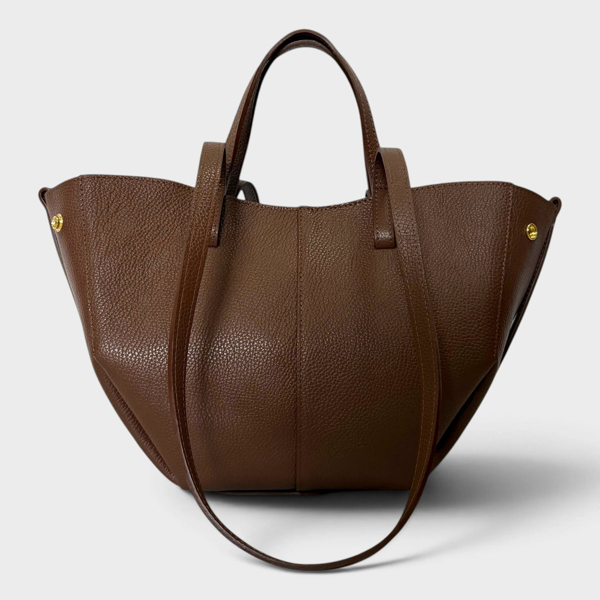 Borsa a spalla tote bag in vera pelle Sofia marrone