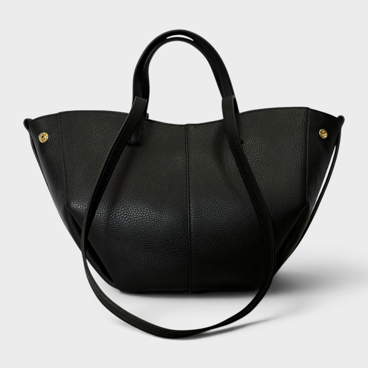 Borsa a spalla tote bag in vera pelle Sofia colore nero