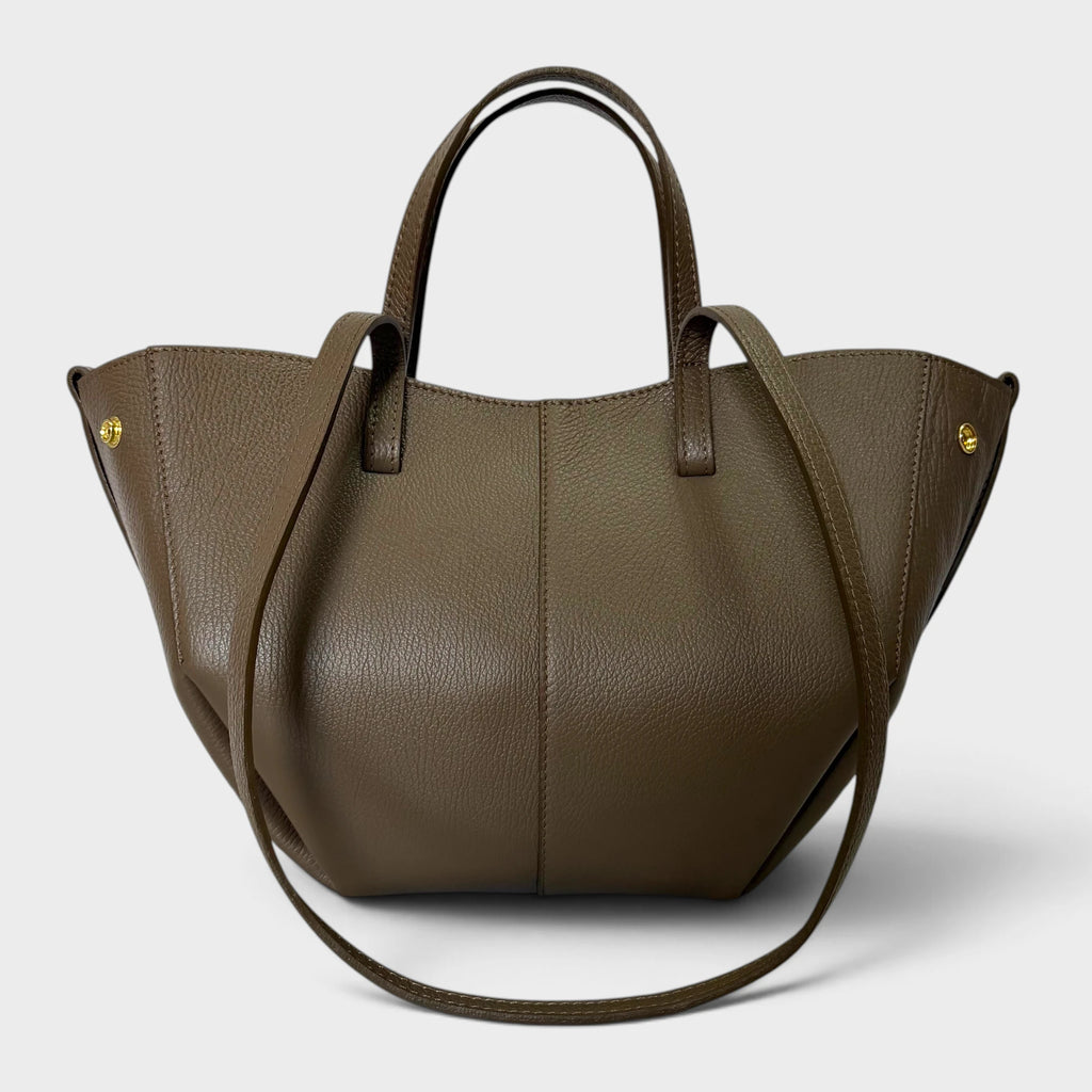 Borsa a spalla tote bag in vera pelle Sofia taupe