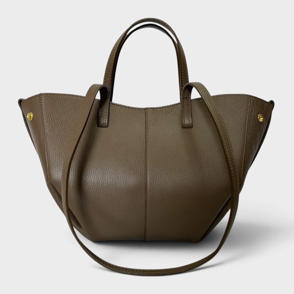 Borsa a spalla tote bag in vera pelle Sofia taupe