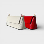 Borsa a spalla in vera pelle Vera colori bianco rosso
