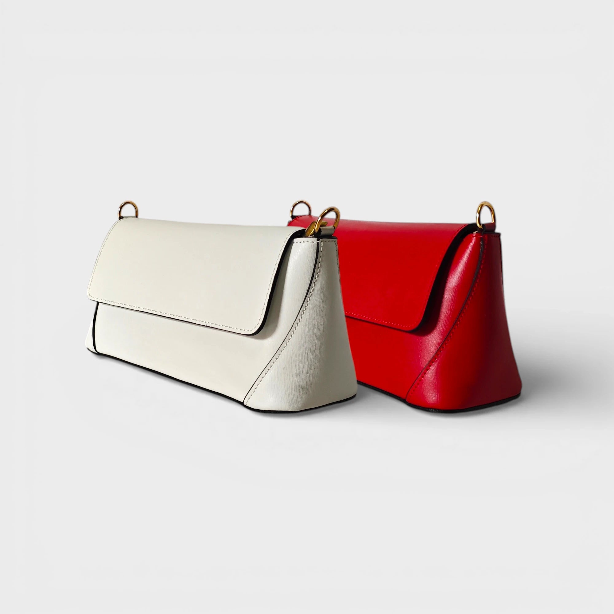 Borsa a spalla in vera pelle Vera colori bianco rosso