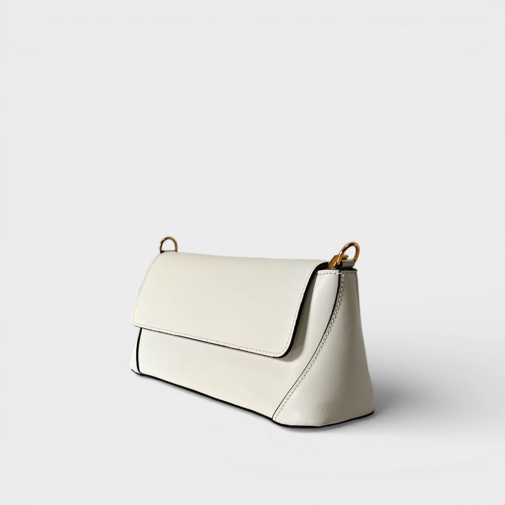Borsa a spalla in vera pelle Vera colore bianco lato