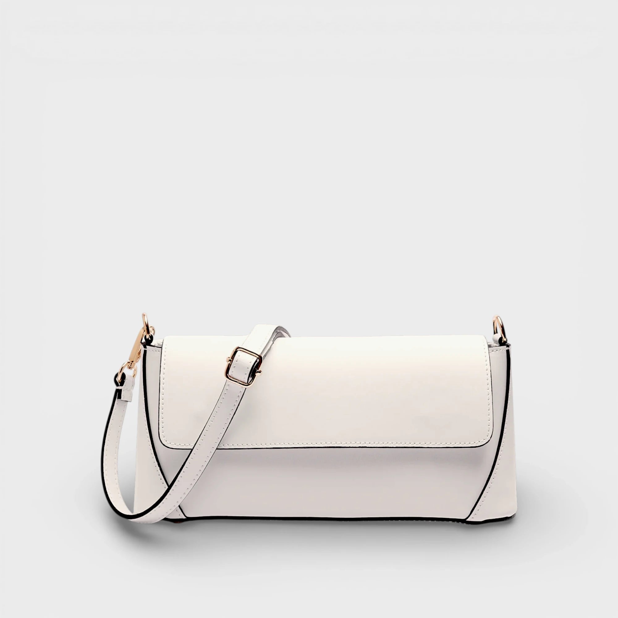 Borsa a spalla in vera pelle Vera colore bianco tracolla regolabile