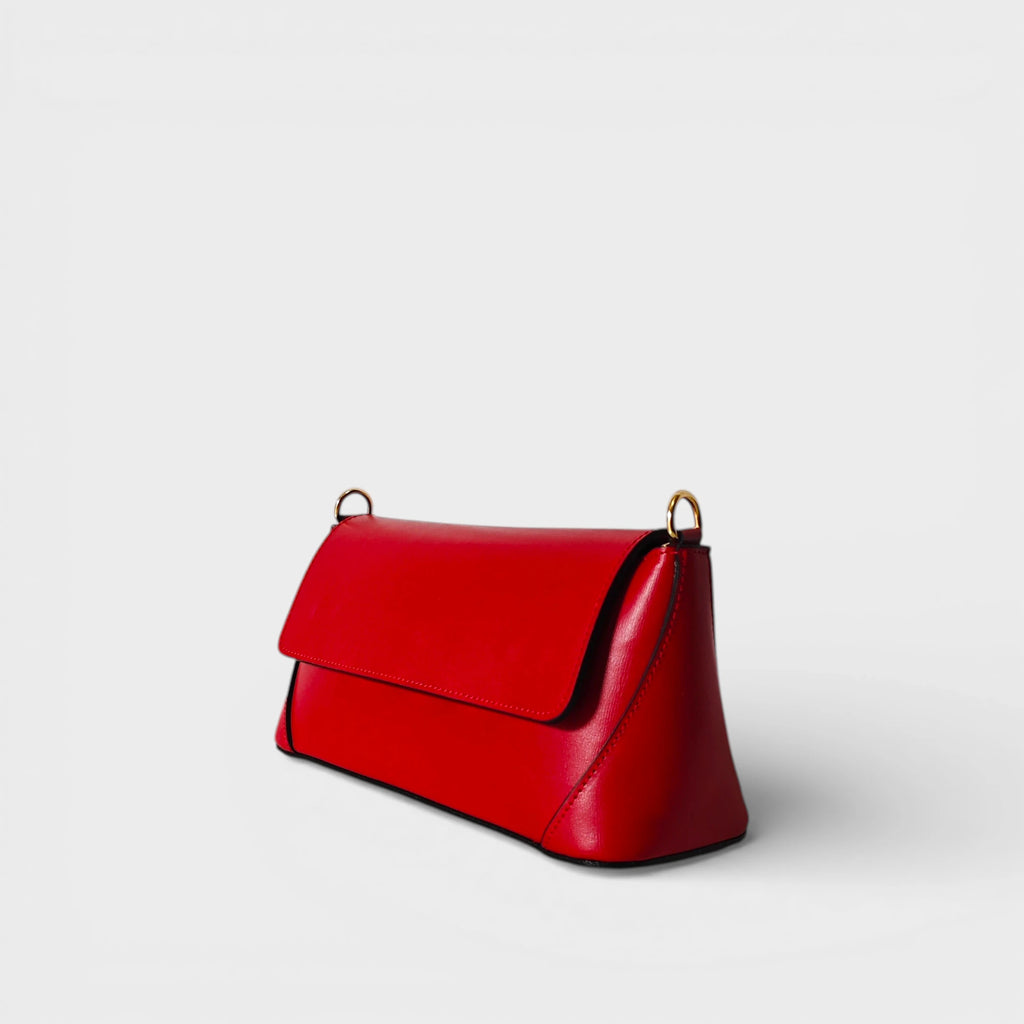 Borsa a spalla in vera pelle Vera colore rosso lato